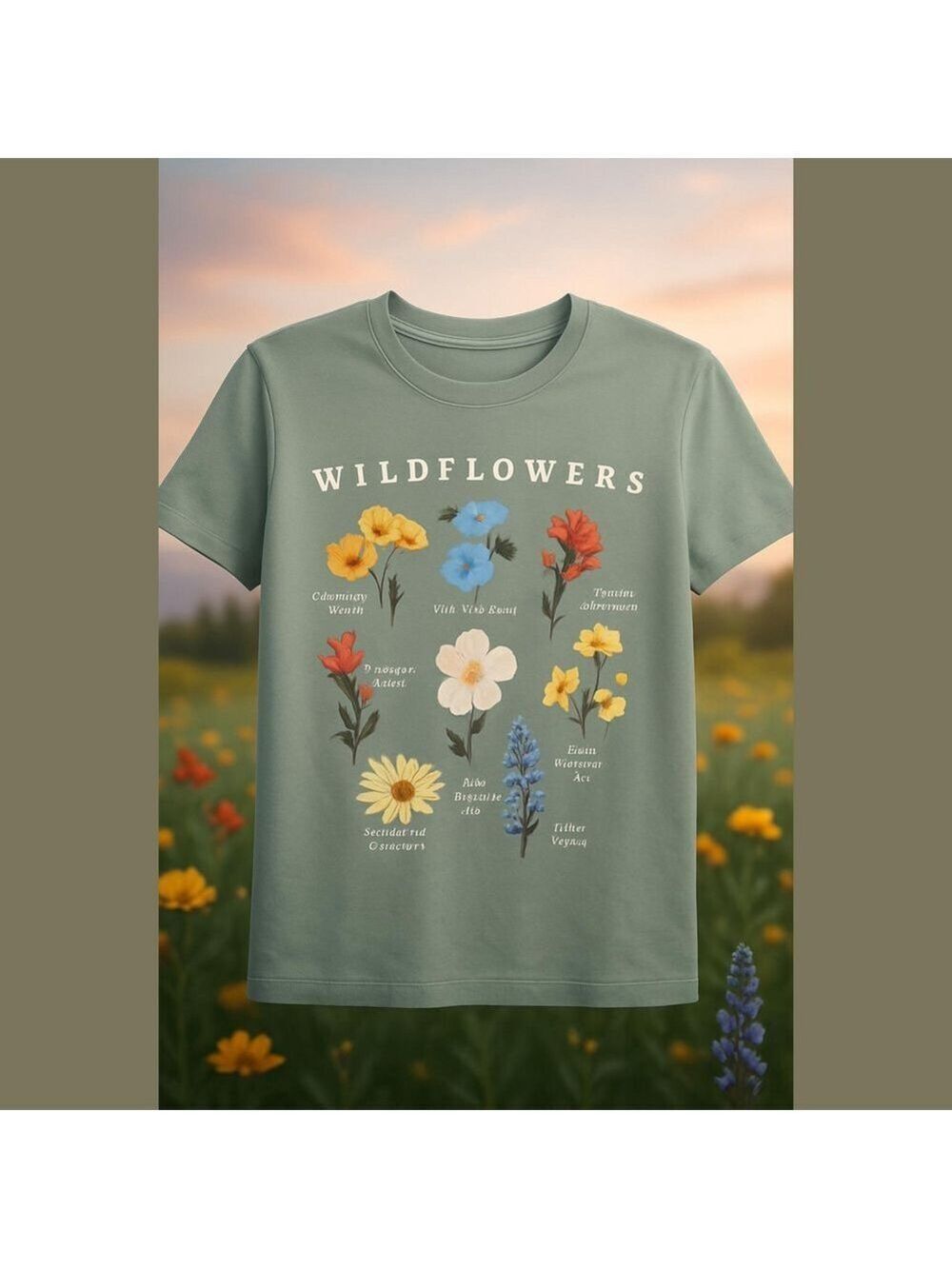 Green Wildflower Graphic T-Shirt